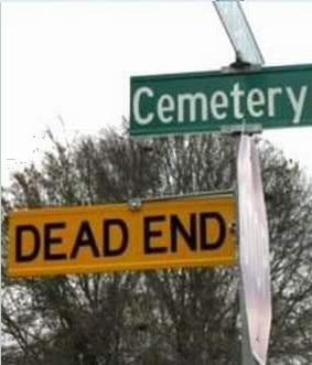 Cemetery road sign Cemetery road sign
